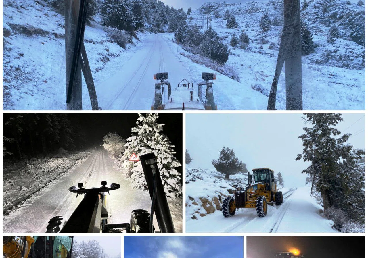 Konya'nın 6 ilçesinde gece boyunca karla mücadele vardı!