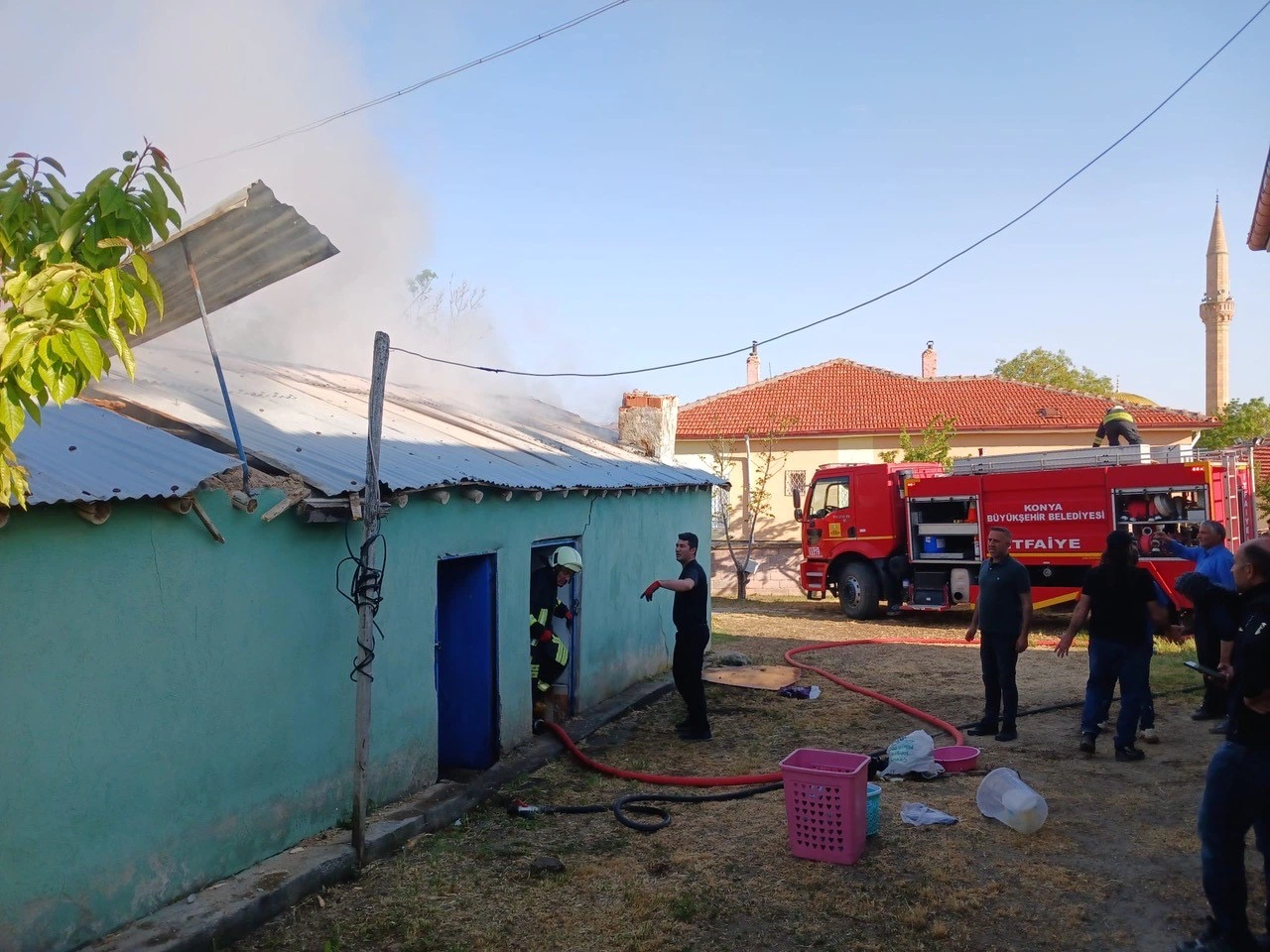 Konya’da tandır evinde yangın çıktı!