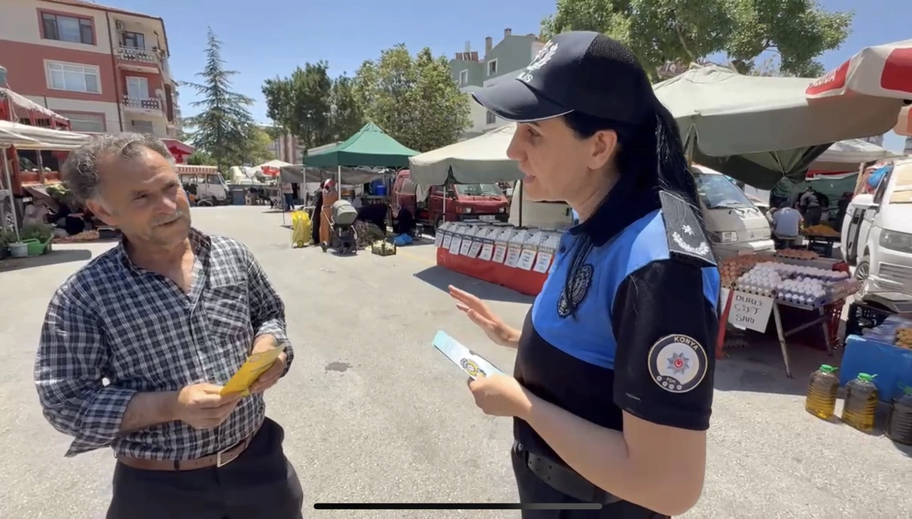 Konya polisi pazara indi! Vatandaşlar dikkat çeken uyarıda bulundu