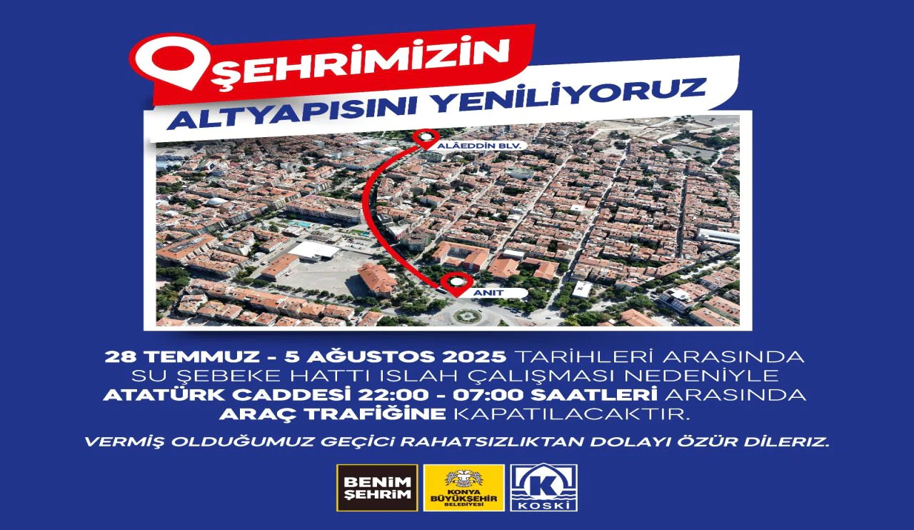 Sürücüler ve toplu ulaşım kullanacaklar dikkat! Konya'da bu yol trafiğe kapatılacak