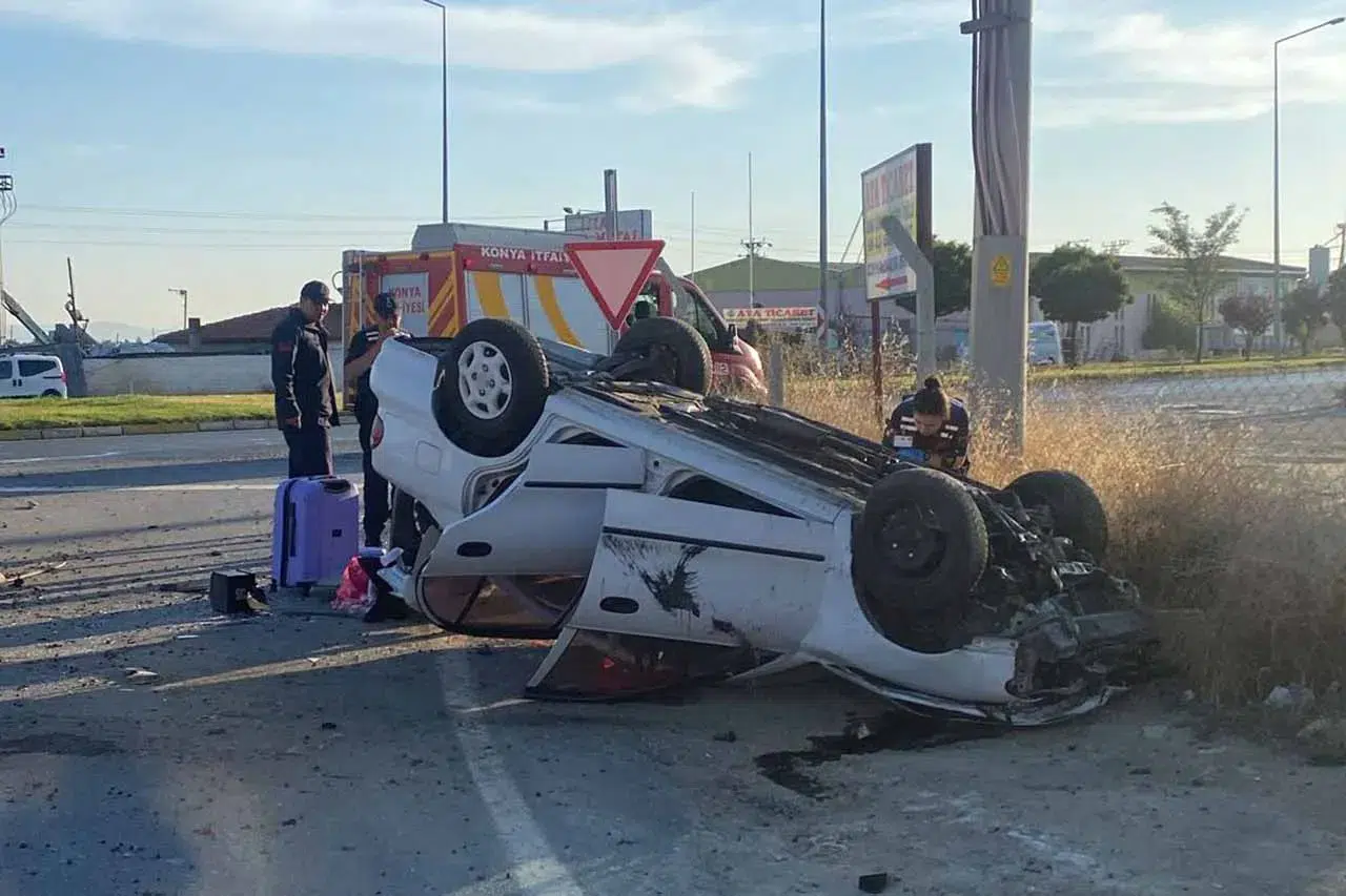 Konya’da otomobil takla attı: 5 yaralı
