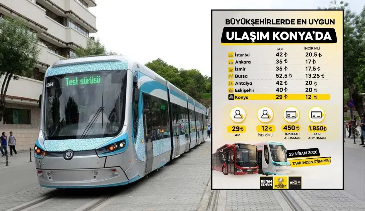 Konya’da ulaşıma zam! Fiyat listesi yayımlandı, büyükşehirler içinde en ucuz ulaşım Konya’da