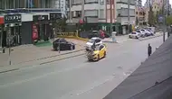 Konya’da taksi bisikletliye çarptı! Savrulma anı kamerada