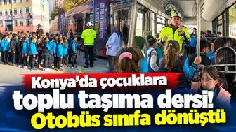 Konya’da çocuklara toplu taşıma dersi! Otobüs sınıfa dönüştü