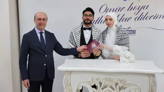 Konya’da Suriyeli ve Filistinli gençler hayatlarını birleştirdi