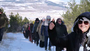 Konya’da müthiş yolculuk! Kar eşliğinde yürüdüler