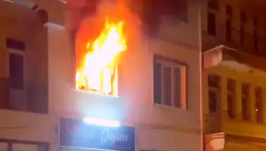 Apartman yangınında yeni evli çift ölümden döndü