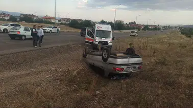Konya'da hastaneden dönen sürücü kaza yaptı! Otomobil takla attı