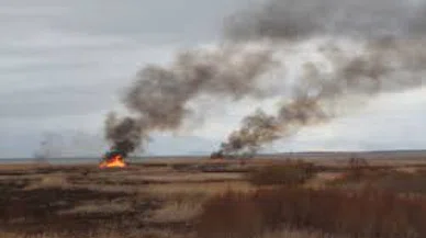 Beyşehir Gölü Milli Parkı'ndaki sazlık alanda yangın