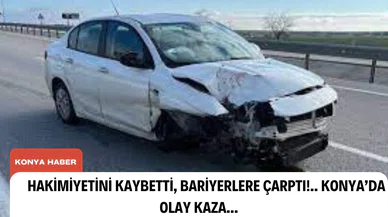 Konya'da Bariyerlere Çarpan Otomobilin Sürücüsü Yaralandı