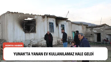 Yunak'ta yanan ev kullanılamaz hale geldi