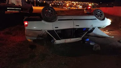 Yoldan çıkan araç takla attı: 4 yaralı