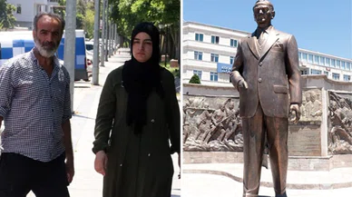 Kayseri'de Atatürk Anıtı'na baltayla zarar veren 2 şüpheli tutuklandı