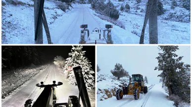 Konya'da gece boyu karla mücadele vardı