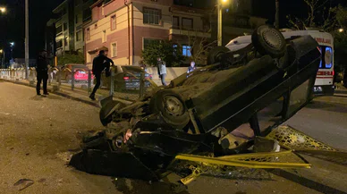 Karaman’da Ters Dönen Otomobilden Burnu Bile Kanamadan Çıktı