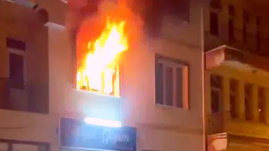 Apartman yangınında yeni evli çift ölümden döndü