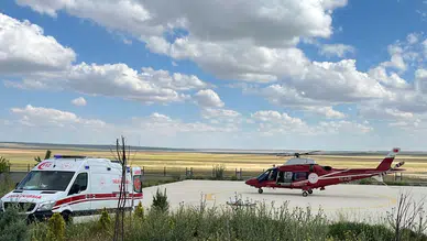 Konya'da kalp krizi geçiren hasta ambulans helikopterle kurtarıldı