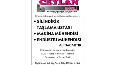 Mevlüt Ceylan Dişli personel alımı yapacak