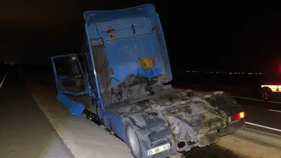 Karaman-Ereğli yolunda korkutan kaza! Tır 100 metre sürüklendi
