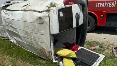 Karaman’da kontrolden çıkan araç yol kenarına savruldu