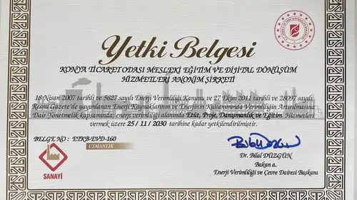 Konya sanayisi için kritik adım: Enerji Verimliliği Yetki Belgesi alındı