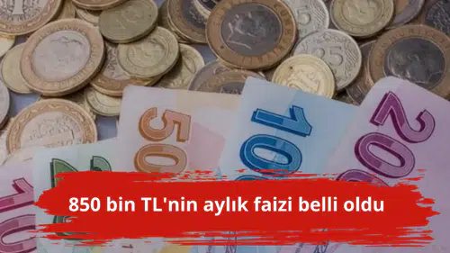 850 bin TL'nin aylık faizi belli oldu