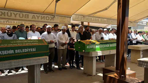Konya'da iş yerinde vurulan kuyumcu son yolculuğuna uğurlandı