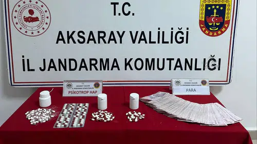 Aksaray'da jandarmadan büyük baskın: 288 hap ve 74 bin lira ele geçirildi