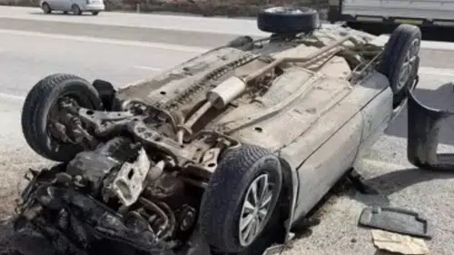 Konya-Adana yolunda korkutan kaza: Otomobil takla attı