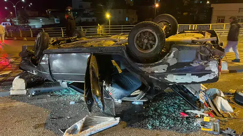 Karaman’da otomobil takla attı, sürücü ölümden döndü