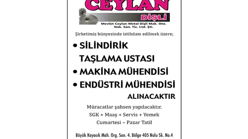 Mevlüt Ceylan Dişli personel alımı yapacak