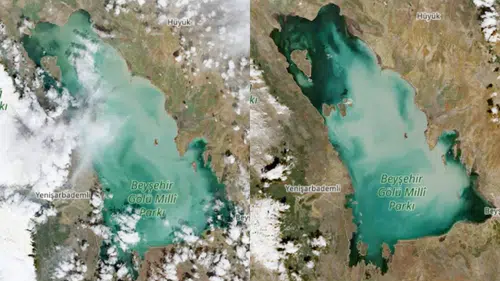 Bir yılda büyük fark! Beyşehir Gölü’nün uydu görüntüsü sevindirdi