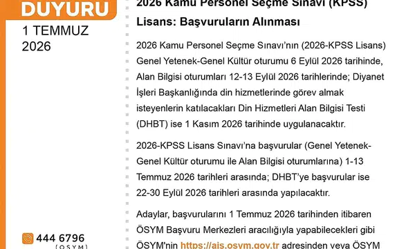 2026 Lisans KPSS başvuruları başladı