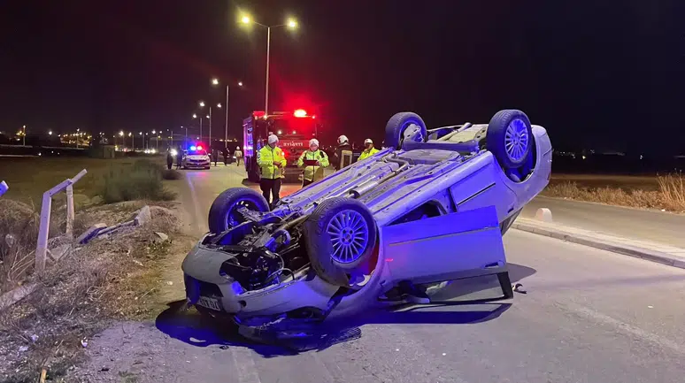 Kontrolden çıkan otomobil takla attı: 2 yaralı!