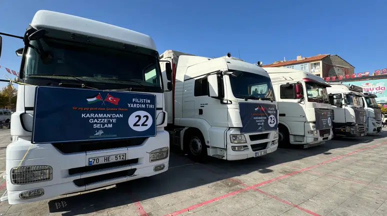 Gazze’ye yardım tırları dualarla yola çıktı