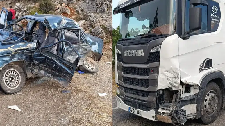 Konya’da tır ile otomobil çarpıştı: 1 ölü, 1’i ağır 3 yaralı
