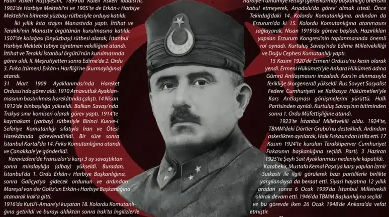 Karaman'da Kazım Karabekir Paşa anılacak