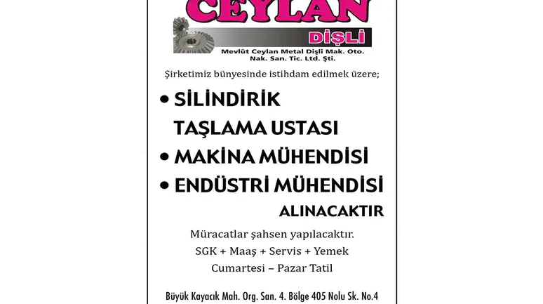 Mevlüt Ceylan Dişli personel alımı yapacak