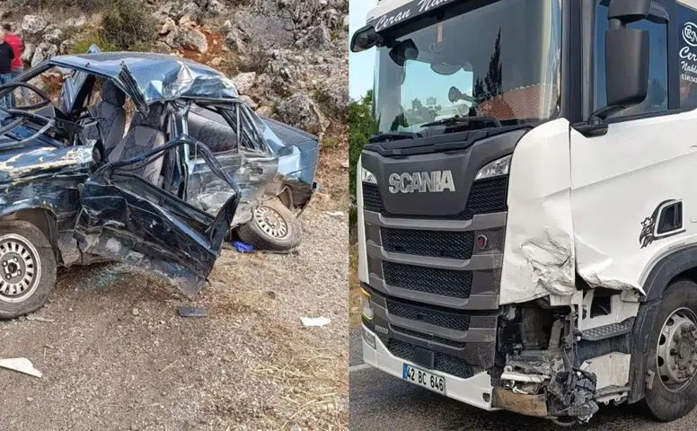 Konya’da tır ile otomobil çarpıştı: 1 ölü, 1’i ağır 3 yaralı