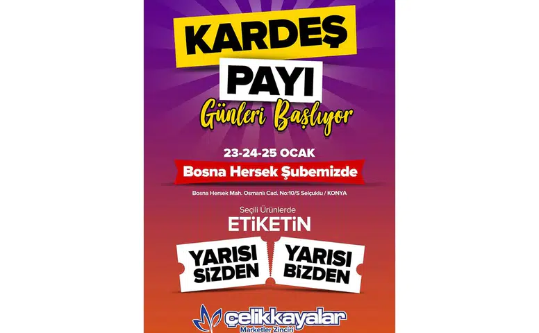 Çelikkayalar'da Kardeş Payı Kampanyası başlıyor