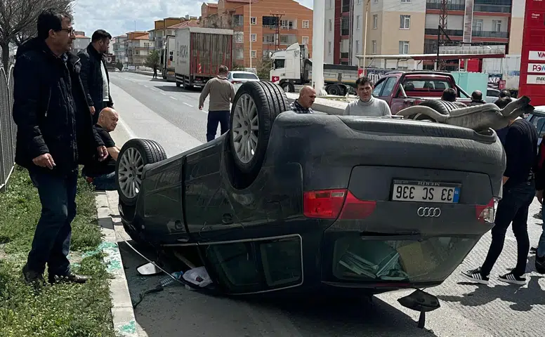 Konya’da otomobil takla attı! 2 yaralı