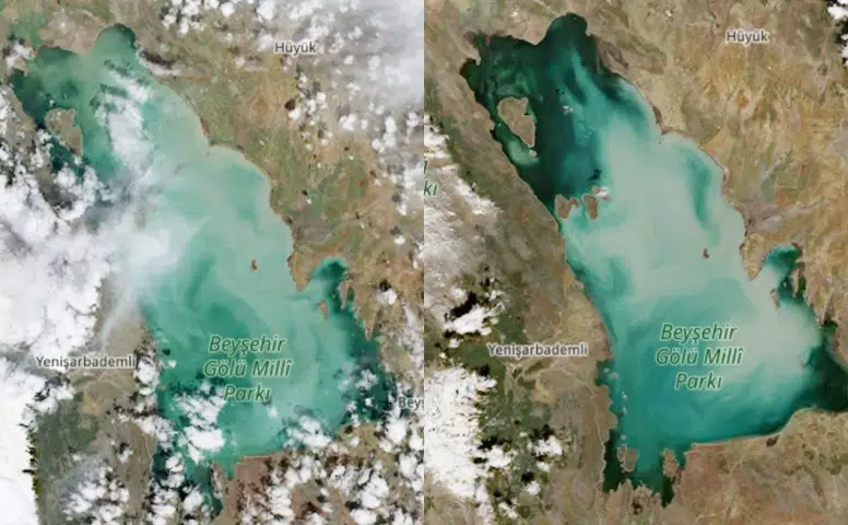 Bir yılda büyük fark! Beyşehir Gölü’nün uydu görüntüsü sevindirdi