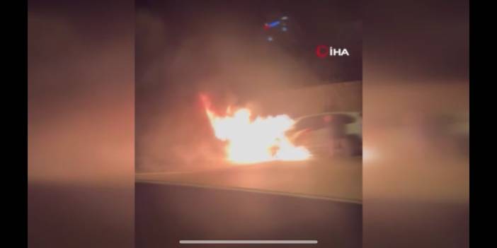 Ankara-Konya yolunda araç cayır cayır yandı!