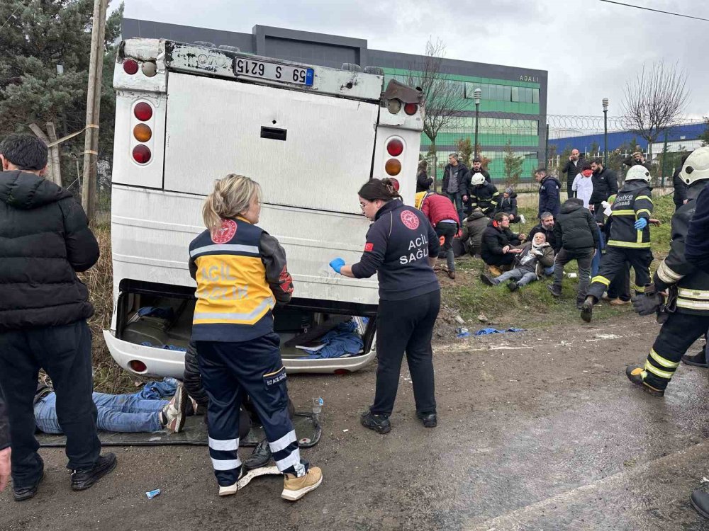 İşçi servisi takla attı; Can pazarı yaşandı! 25 yaralı