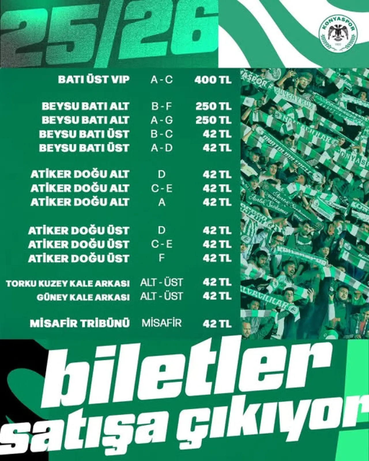 şunu diyen bir yazı 'HONYASPOR 2526 BATI ÜST VIP A-C 400TL AŠROR TL HO4AyИUR CHLARG ONYAS B-F A-G BEYSU BATI ALT BEYSU BATI ALT BEYSU BATI ÜST BEYSU BATI ÜST 250 TL 250 TL 42 42TL TL 42TL 42 TL B-C A-D ATİKER DOĞU ALT ATİKER DOĞU ALT ATİKER DOĞU ALT D C-E A 42TL 42TL 42TL ATİKER DOĞU ิร ATİKER DOĞU ÜST ATİKER DOĞU ÜST corlak すさして。 Jeedamsz em4 D C-E F 42TL 42TL 42 TL TORKU KUZEY KALE ARKASI GÜNEY KALE ARKASI ALT-ÜST ALT -ÜST ALT -ÜST 42TL TL 42TL Πυλσχε MİSAFİR TRIBÜNŨ MiSAFİR 42TL TL 42 biletler satışa çıkıyor' görseli olabilir